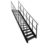 Escalier en acier de qualité supérieure - Anthracite RAL 7016/17 marches avec garde-corps des deux côtés - Largeur 60 cm - Hauteur 323 cm - Escalier extérieur en métal - Escalier de jardin