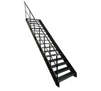 Escalier en acier de qualité supérieure - Anthracite RAL 7016/17 marches avec garde-corps gauche - Largeur : 120 cm - Hauteur : 323 cm - Escalier extérieur en métal - Escalier de jardin