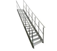 Escalier en acier galvanisé de qualité supérieure - 18 marches galvanisées avec garde-corps des deux côtés - Largeur : 80 cm - Hauteur : 342 cm - Escalier extérieur en métal - Escalier de jardin