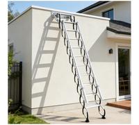 Escalier Pliable Mural Pliable pour Grenier, télescopique escamotable avec Descente par poignée, capacité 660 lb/350 kg, Idéal pour intérieur/extérieur, Cave, Garage, entrepôt (9 étapes)