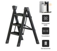 Escalier pliable pour la maison - 3 marches - Portable - Pliable - Tabouret d'accès - Petit escabeau - Support pour plantes