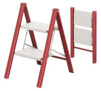 Escalier pliant à 2 marches, tabouret d'accès, rouge, gain de place, sécurité EN 14183, charge maximale 150 kg