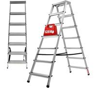 Escalier pliant, échelle en aluminium à 7 marches, avec pieds antidérapants, capacité de charge jusqu'à 150 kg, échelle polyvalente pour une utilisation intérieure et extérieure