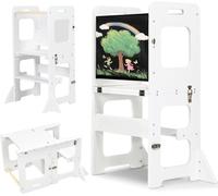 Escalier pour enfants - Marche d'accès pour la cuisine - Pour aider les enfants - Pliable, 3 en 1 - Profondeur : 42 cm - Blanc