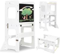 Escalier pour enfants - Marche d'accès pour la cuisine - Pour aider les enfants - Pliable, 3 en 1 - Profondeur : 42 cm - Blanc