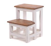 Escalier pour plantes - Bois recyclé - 2 niveaux - Étagère rustique - 46 x 37 x 37 cm (H x l x P) - Couleur : 06 blanc