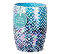 Escenzy Poubelle de salle de bain sirène en verre mosaïque 5 L | Petite poubelle décorative | 17,8 x 25,4 cm | Corbeille à déchets de luxe pour toilettes, bureau, chambre à coucher et cuisine |