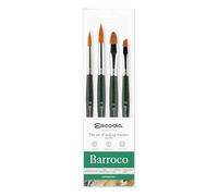 Escoda | Aquarelle | Série Barroco Ensemble pour aquarelle | Taille 10, 10, 14, 14 | 4 pinceaux | Imitation synthétique Toray doré | Pointe ronde + lumineuse + angulaire