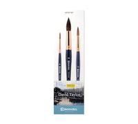 ESCODA Set 3 Pinceaux Aquarelle - N.8,12,18 Rond Pointu Fibre Synthétique Set David Taylor Série Prado Ultimo Brosses Professionnelles Fait à la Main à Barcelone.