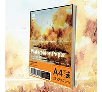ESENG® Papier Aquarelle, A4, 40 feuilles/bloc - 300 g/m² - Blanc - Bloc de papier pour aquarelle de qualité supérieure, dessin, peinture