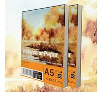 ESENG® Papier aquarelle de qualité supérieure DIN A5 - 2 x 40 feuilles/bloc - 300 g/m² - Blanc - Bloc de papier pour aquarelle, dessin, peinture