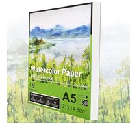 ESENG Papier aquarelle de qualité supérieure - Format A5 - 100 % coton - 30 feuilles - 300 g/m² - Blanc - Bloc aquarelle - Papier à peindre pour aquarelle, dessin, peinture