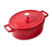 ESEVOLO Cocotte Fonte Induction 11 litres 38cm Ovale Faitout en Fonte d’Aluminium avec Revêtement Céramique Antiadhésif, Marmite avec Couvercle, Idéale pour les Grandes Familles, Four et Gaz, Rouge