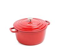 ESEVOLO Cocotte Fonte Induction 20cm Faitout Rond 2,5L en Fonte d’Aluminium | avec Revêtement Céramique Antiadhésif, Marmite avec Couvercle, Idéale pour Soupe, Ragoûts, Pain, Four et Gaz, Rouge