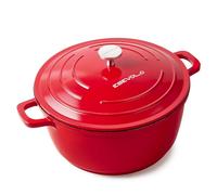 ESEVOLO Cocotte Fonte Induction 24cm Faitout Rond 4,5L en Fonte d’Aluminium avec Revêtement Céramique Antiadhésif, Marmite avec Couvercle, Idéale pour Soupe, Ragoûts, Pain, Four et Gaz, Rouge
