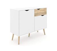 Esidra 75387 Delta Buffet, 2 Portes et 1 tiroir, Notice et mélamine, Blanc, 98.6 x 81.7 x 39.1 cm