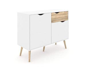 Esidra 75387 Delta Buffet, 2 Portes et 1 tiroir, Notice et mélamine, Blanc, 98.6 x 81.7 x 39.1 cm