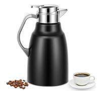 Esilihom Carafe thermique de 1,8 l, carafe à café isotherme à double paroi en acier inoxydable, théière isotherme avec bouton pression sur le dessus, rétention du chaud et du froid pour le thé, l'eau