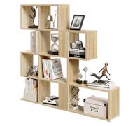 eSituro Bibliothèque Cube 11 Compartiments 115x19,5x109,5 cm | 4 niveaux ouverts; Chêne Clair; Salon chambre bureau; Design cubique; Montage facile