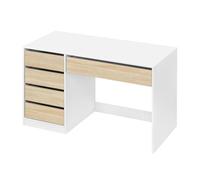eSituro Bureau avec 5 Tiroirs et Rangement, 120x55x75 cm | Finition Brillante, en MDF, Tiroirs Coulissants Faciles, Design Nordique, Adapté pour Études, Chambre, Bureau et Salon