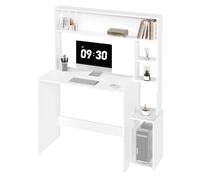eSituro Bureau avec Étagères, 113x45x139 cm, Blanc | En Bois D'ingénierie, 5 Casiers Ouverts, Rangement Pratique pour Travailler et Étudier, Chambre ou Bureau