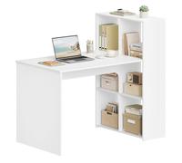 eSituro Bureau Blanc avec Etagere et Rangement, 120x63x111 cm | Étagères Ouvertes, Support pour Classeurs, pour Études, Chambre, Bureau et Salon