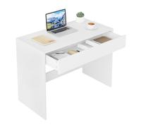 eSituro Bureau Blanc avec Tiroir et Rangement, 100x50x75 cm | Espace de Rangement Pratique, Petit Espace, pour Bureau Chambre ou Études