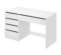 eSituro Bureau d'Ordinateur avec 5 Tiroirs, en MDF de Haute Qualité, Table Informatique avec Rangement, pour Chambre, Studio et Bureau, 120x55x75 cm, Design Nordique, Blanc