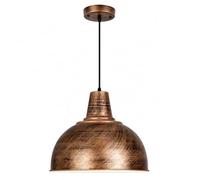 ESIYUVO Suspension industrielle, lampe suspendue en forme de dôme métallique de 42 cm (16,5 pouces) avec finition antique texturée et câble de suspension droit, idéale pour la salle à manger.