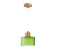ESKED Suspension Moderne en Verre avec Douille E27 Dorée et Câble Tressé Noir, Luminaire de Plafond 15 cm pour Îlot de Cuisine, Salle à Manger ou Chambre (Vert Givré)