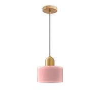 ESKED Suspension Moderne en Verre avec Douille E27 Dorée et Câble Tressé Noir, Luminaire de Plafond 15 cm pour Îlot de Cuisine, Salle à Manger ou Chambre (Rose)