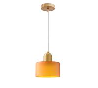 ESKED Suspension Moderne en Verre avec Douille E27 Dorée et Câble Tressé Noir, Luminaire de Plafond 15 cm pour Îlot de Cuisine, Salle à Manger ou Chambre (Orange Givré)