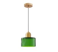 ESKED Suspension Moderne en Verre avec Douille E27 Dorée et Câble Tressé Noir, Luminaire de Plafond 15 cm pour Îlot de Cuisine, Salle à Manger ou Chambre (Vert Transparent)