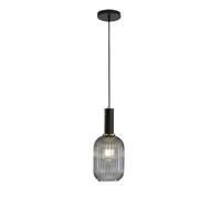 ESKED Suspension Moderne en Verre Strié avec Douille E27, Luminaire Suspendu pour Îlot de Cuisine, Salle à Manger, Chambre (Gris, 14cm)