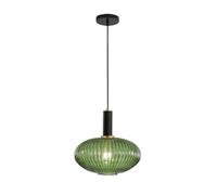 ESKED Suspension Moderne en Verre Strié avec Douille E27, Luminaire Suspendu pour Îlot de Cuisine, Salle à Manger, Chambre (Vert, 30cm)