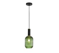 ESKED Suspension Moderne en Verre Strié avec Douille E27, Luminaire Suspendu pour Îlot de Cuisine, Salle à Manger, Chambre (Vert, 13cm)