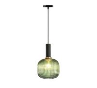 ESKED Suspension Moderne en Verre Strié avec Douille E27, Luminaire Suspendu pour Îlot de Cuisine, Salle à Manger, Chambre (Vert, 20cm)