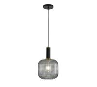 ESKED Suspension Moderne en Verre Strié avec Douille E27, Luminaire Suspendu pour Îlot de Cuisine, Salle à Manger, Chambre (Gris, 20cm)