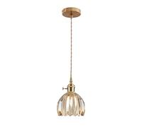 ESKED Suspension Vintage en Verre avec Douille E27 et Interrupteur Rotatif, Luminaire Plafonnier avec Abat-Jour en Forme de Pétale pour Cuisine, Salle à Manger ou Chambre (ambre, 1 pièce)