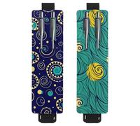 Eslifey Lot de 2 porte-stylos avec bande élastique réglable - Style vintage - Aquarelle - Tigre - Plumes de vache - Motif éléphant - Pochette en cuir pour carnet de notes et journaux, multicolore 5