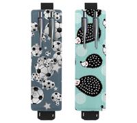 Eslifey Lot de 2 porte-stylos portables, motif plumes colorées, pochette pour 2 ou 3 stylos, bande élastique réglable, amovible, Multicolore 2, 6.1x1.8in/15.4x4.6cm