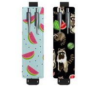Eslifey Lot de 2 porte-stylos portables, motif plumes colorées, pochette pour 2 ou 3 stylos, bande élastique réglable, amovible, multicolore 3, 6.1x1.8in/15.4x4.6cm