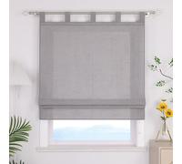 ESLIR Store roulant avec passants, Rideau uni pour cuisine, Occultant, Raffgardine, Banderole pour fenêtre sans perçage, Gris, l140 x H140 cm, 1 pièce