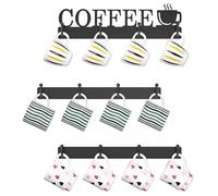 EsLuker.ly Lot de 3 porte-tasses à café en métal avec 12 crochets, s'adapte à la plupart des tasses pour la maison, la cuisine, gain de place, noir