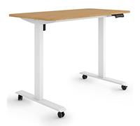 ESMART ETX-121WBA Bureau Assis-Debout électrique sur roulettes | 120 × 60 cm, décor bambou, hauteur 78,5-128,5 cm, 3 positions mémorisables, rappel d’activité, démarrage/arrêt progressif