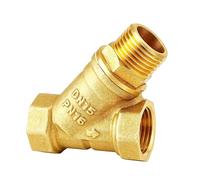 esmen UAE Filtre en Y en Laiton avec vanne, Purge des impuretés Lavable pour radiateur géothermique et Eau de puits 1/2" ou 3/4", Tamis 304 SS Raccord Rapide(1/2''(DN15))