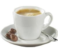 Esmeyer Bistro - 6 Tasses à Espresso 0,10 l, avec sous-Tasse Forme Bistro - UNI Blanc Forme d'anse Ronde, Hauteur 5,8 cm, diamètre 11,5 cm