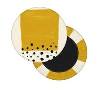 ESNAIUVCD Lot de 2 housses de tabouret de bar extensibles et rondes à imprimé jaune moutarde et noir pour chaise de 35,6 à 40,6 cm, housses de selle tendance