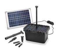 Esotec 100901 Kit complet de filtre solaire professionnel débit 650 l h avec panneau solaire de 12 W fonction de Jeu d'eau décoratif et pompe solaire pour les bassins de jardin allant jusqu'à 2000 l