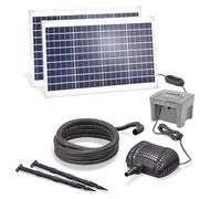 Esotec Kit de ruisseau solaire 70 2800, batterie LiFePO4, pompe de ruisseau 2800 l/h, piquet de terre, panneaux solaires 70 W, fontaine solaire abreuvoir pour oiseaux, kit complet, fontaine à faire